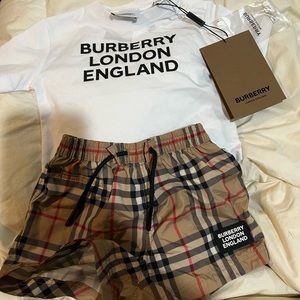 Infant boys Burberry shirt and shorts